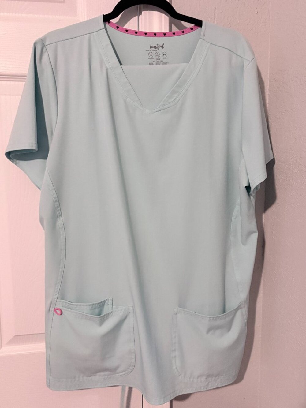WOMEN'S LIGHT TEAL HEARTSOUL STRAIGHT LEG SCRUB SET (SHIRT 2X AND PANTS XLP)
